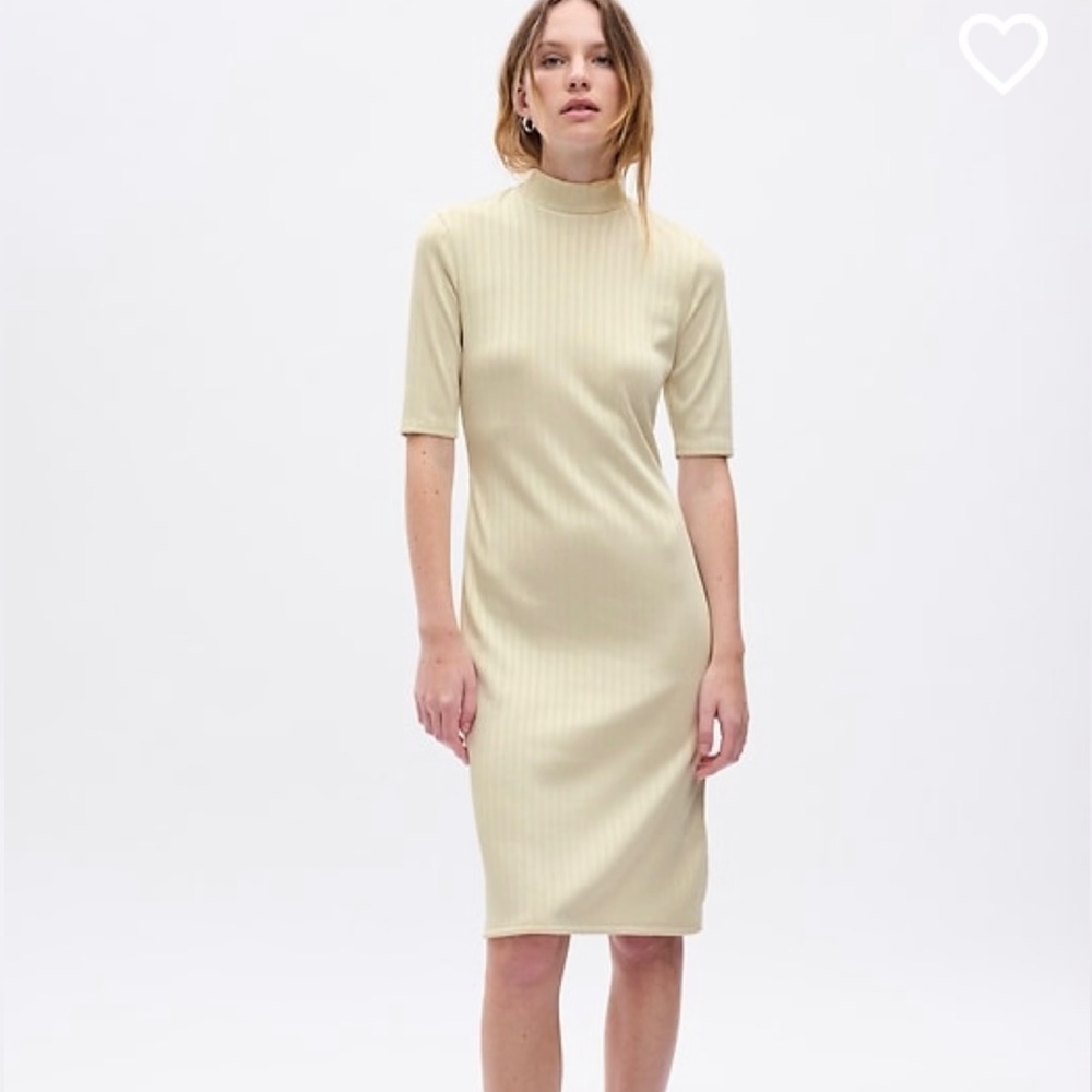 NWT GAP Mockneck Rib Midi Dress Beige